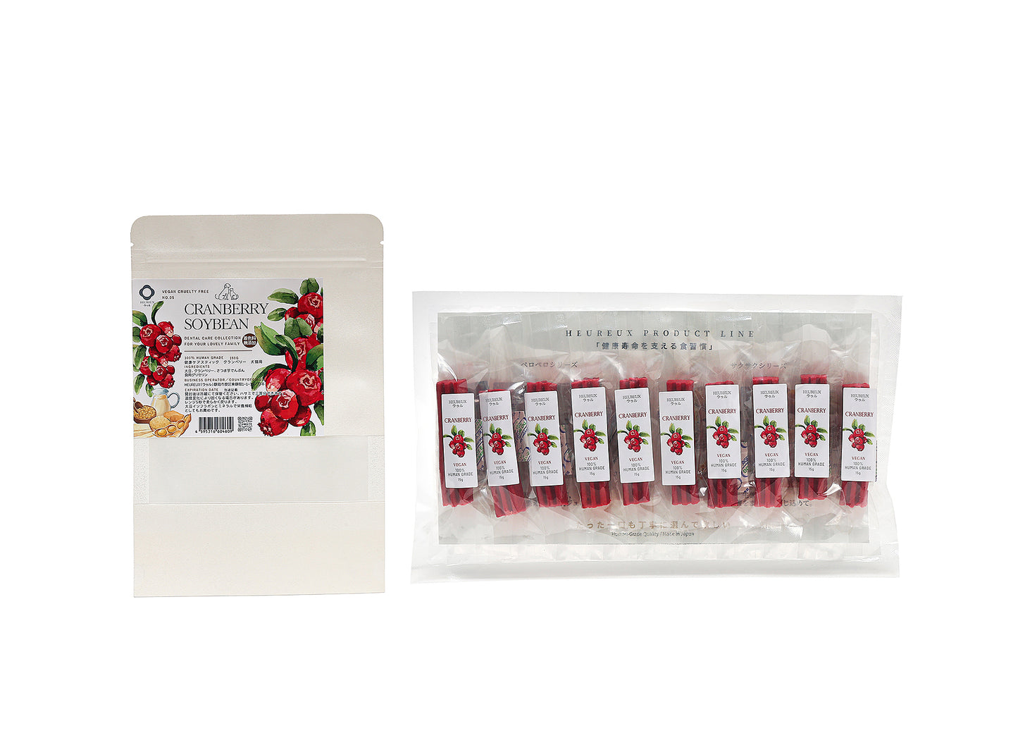 【健康ケアスティック】デンタルケア＆関節強化サポート クランベリー 大豆ベース 150g 犬 猫 用 着色料無添加