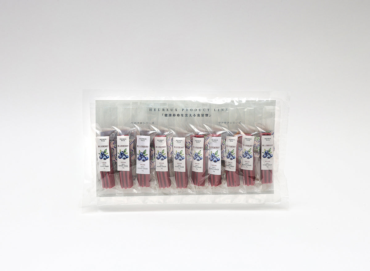 【健康ケアスティック】デンタルケア＆関節強化サポート ブルーベリー 大豆ベース 150g 犬 猫 用 着色料無添加｜HEUREUX