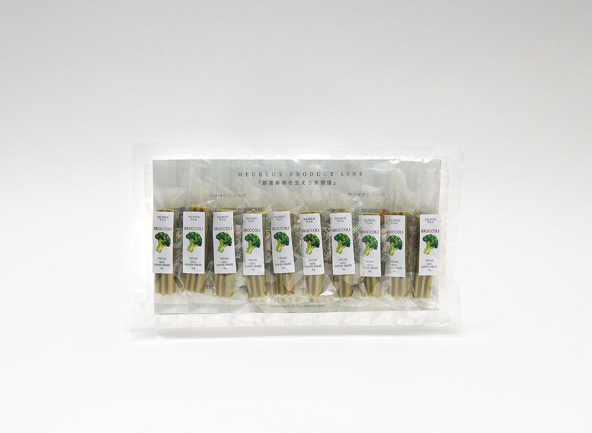 【健康ケアスティック】デンタルケア＆関節強化サポート ブロッコリー 大豆ベース 150g 犬 猫 用 着色料無添加｜HEUREUX