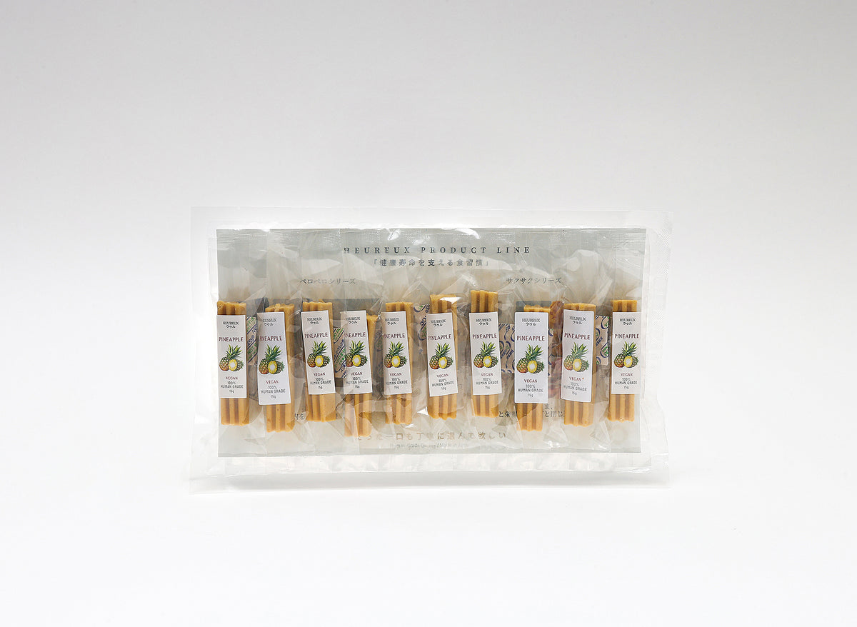 【健康ケアスティック】デンタルケア＆関節強化サポート パイナップル 大豆ベース 150g 犬猫用 着色料無添加｜HEUREUX